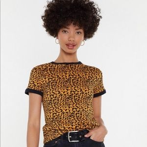 Orange Leopard Print Ringer Tee